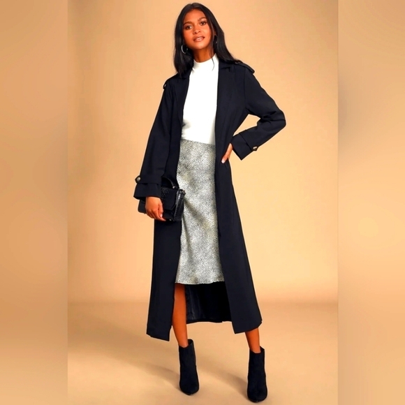 Lulus Jackets & Blazers - Lulu's Take Cover Black Belted Trench Coat